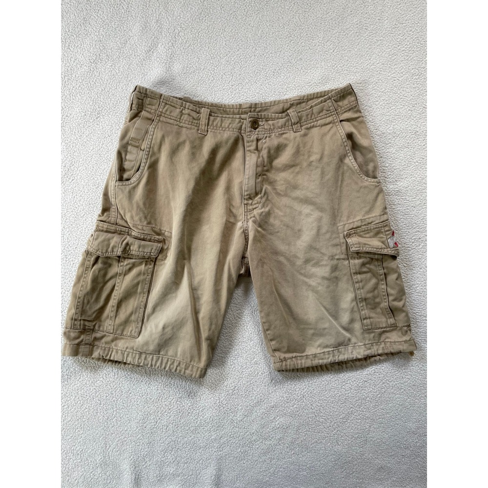 Joe College Mens 34 Cargo Shorts Tan Ohio State Buckeyes Embroidered Cotton